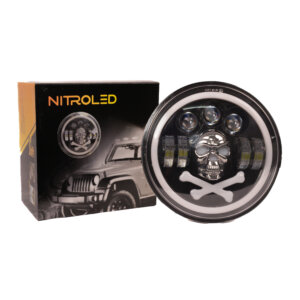 FARO REDONDO 7 PULGADAS CALAVERA 12/24 ALTA-BAJA- COLORES OFF ROAD