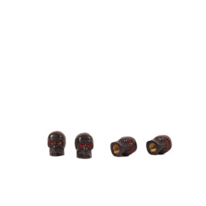 JUEGO DE TAPITAS DE VALVULA CALAVERA METALIZADA 4 PCS NEGRA