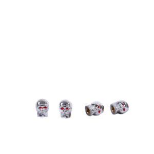 JUEGO DE TAPITAS DE VALVULA CALAVERA METALIZADA 4 PCS SILVER